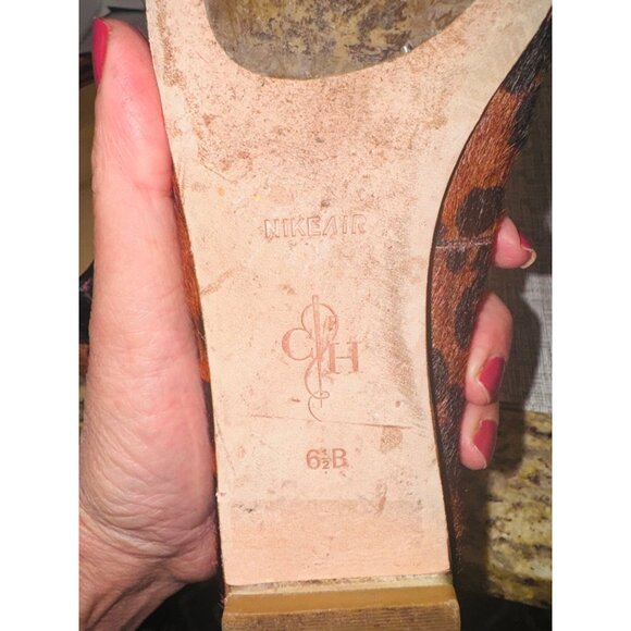 Cole Haan Womens Leopard Print Ballet Flats 6.5B Leather & Calf Hair Pink Brown - Picture 5 of 10